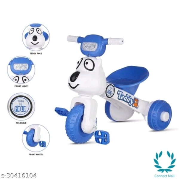 NHR Teddy Foldable Tricycle with Backrest Seat for Boys and Girls - 3 Years Kids, Blue, Plastic, Tricyle For Kids, Multipack:1